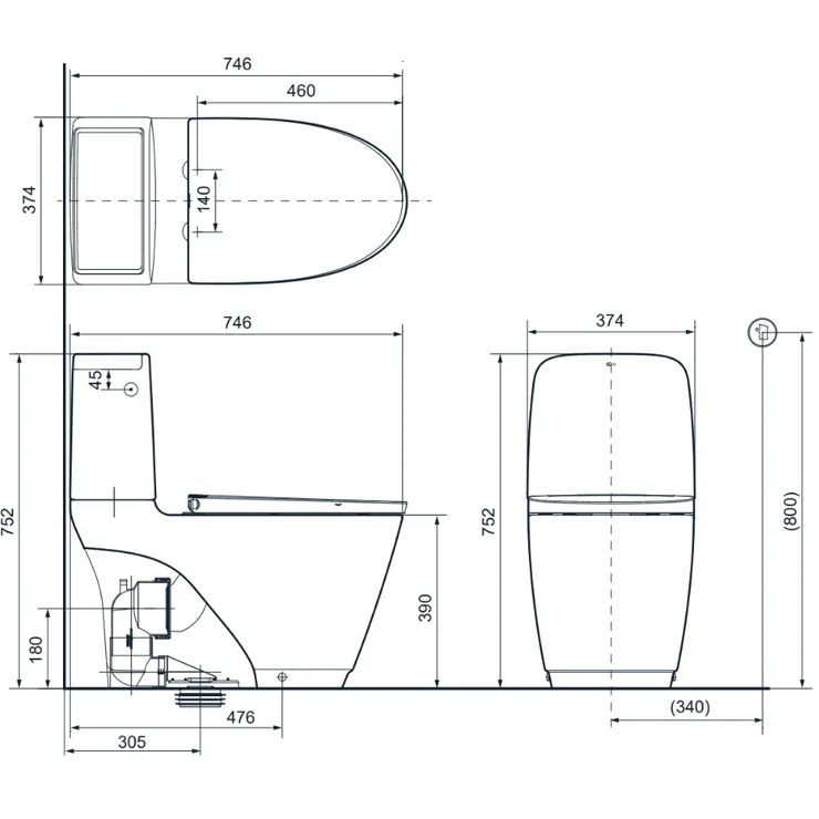 Bồn Cầu 2 khối INAX ACT-832VN 3 Bồn Cầu 2 khối INAX ACT-832VN - Hình ảnh 3