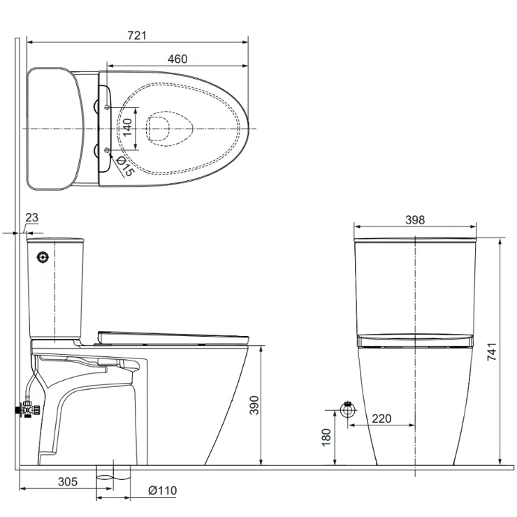 Bồn Cầu 2 khối INAX ACT-602VN 5 Bồn Cầu 2 khối INAX ACT-602VN - Hình ảnh 5