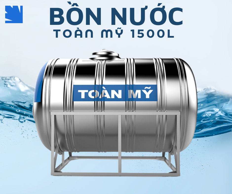 Bồn nước inox ngang Toàn Mỹ 1500L chất lượng cao