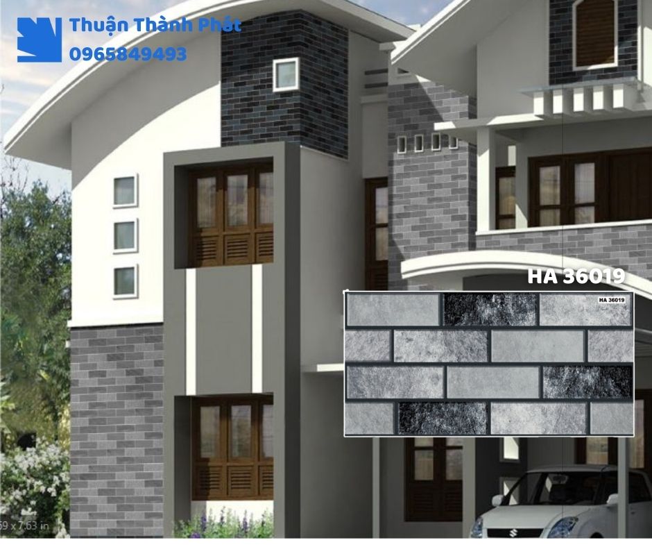 Gạch ốp tường HA 36019 Thanh Thanh ốp bếp, chống bám bẩn, tông nâu nhạt dễ lau chùi.