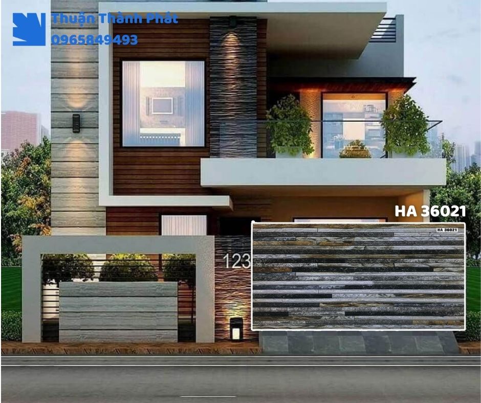 Gạch ốp tường HA 36021 Thanh Thanh ốp bếp, chống bám bẩn, tông be đậm dễ lau chùi