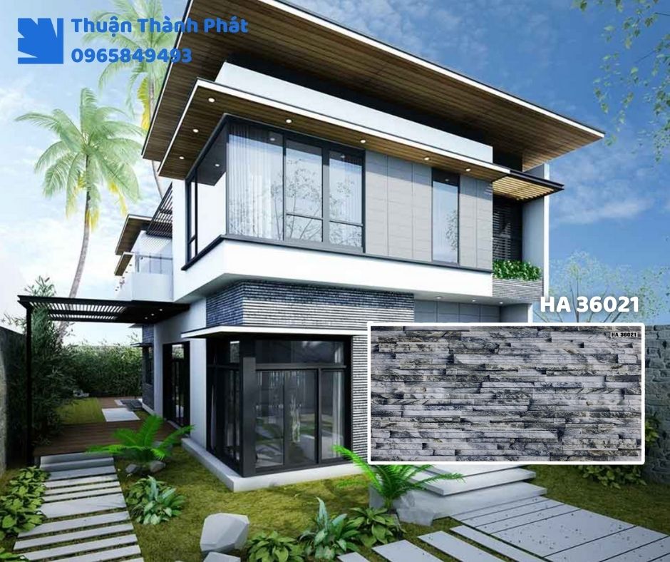 Gạch ốp tường HA 36021-1 Thanh Thanh ốp bếp, chống bám bẩn, tông trắng kem dễ lau chùi.