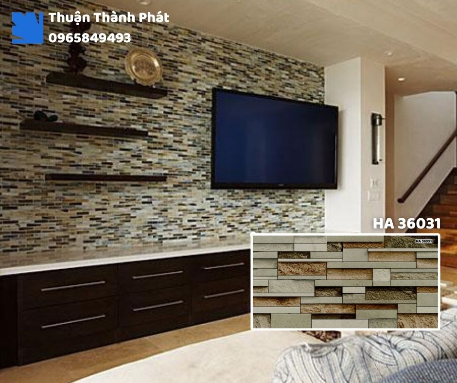 Gạch ốp tường HA 36031 Thanh Thanh ốp bếp, chống bám bẩn, tông xám nhạt dễ lau chùi