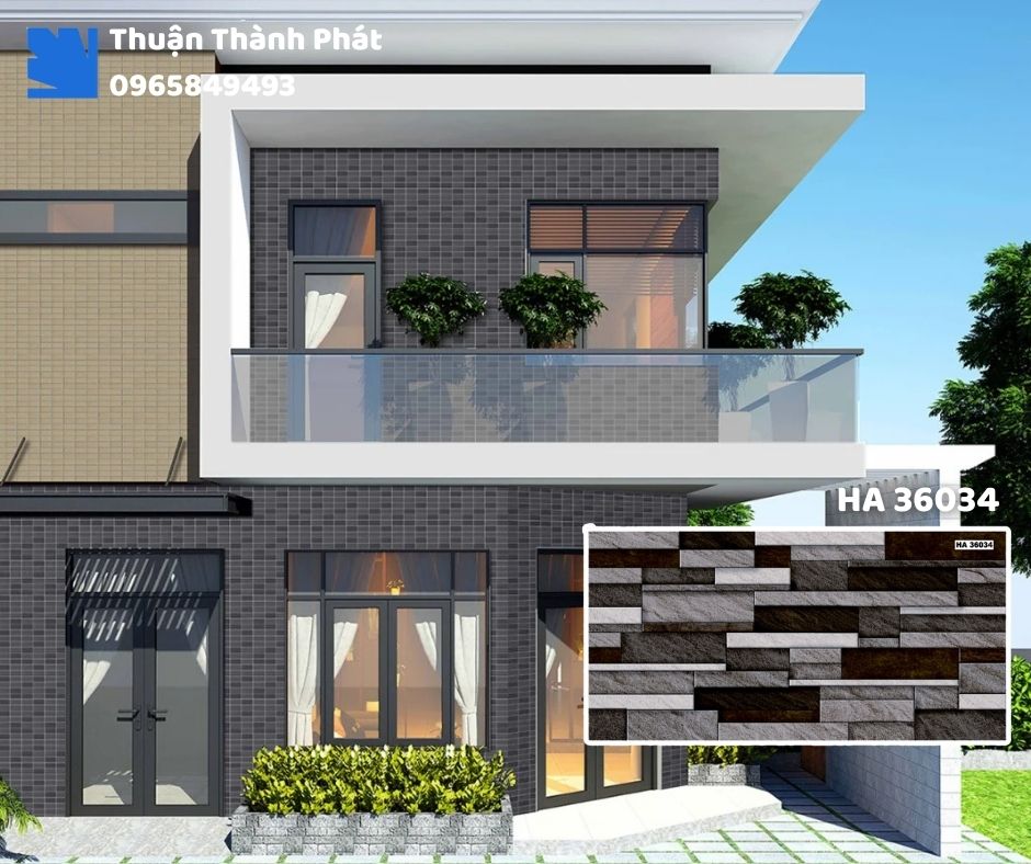 Gạch ốp tường HA 36034 Thanh Thanh ốp bếp, chống bám bẩn, tông xám nhạt dễ lau chùi