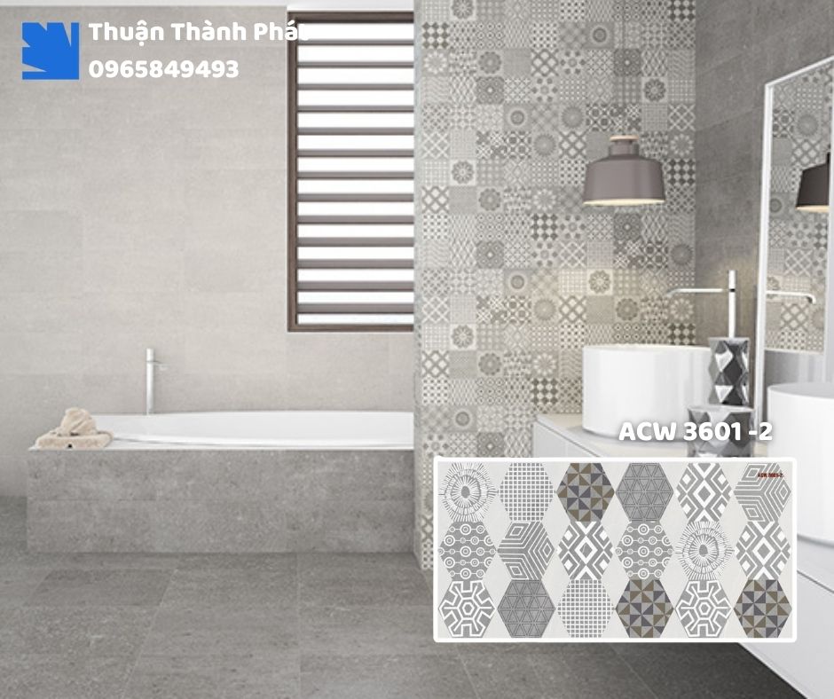 Gạch ốp tường ACW 3601-2 Thanh Thanh ốp bếp, chống bám bẩn, tông kem dễ lau chùi