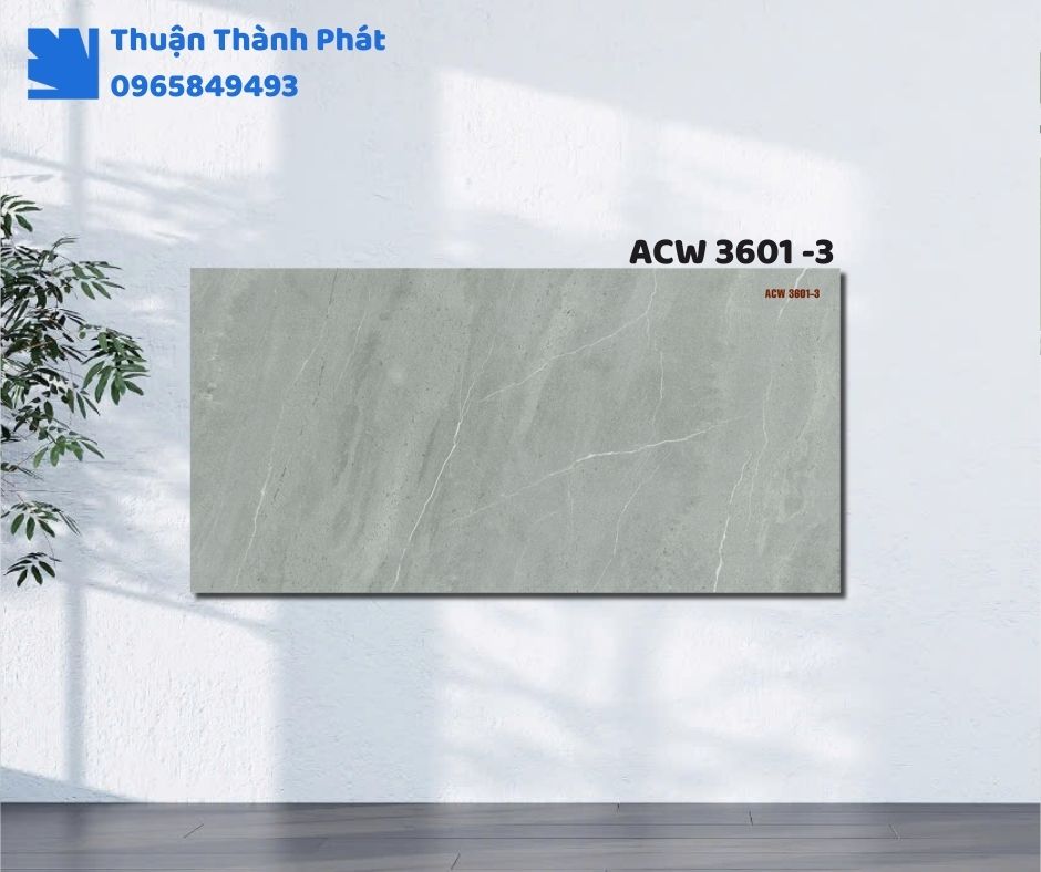 Gạch ốp tường ACW 3601-3 Thanh Thanh ốp phòng khách, họa tiết vân đá sang trọng, tông xám đậm tinh tế.
