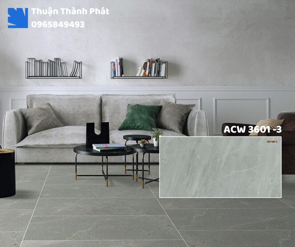 Gạch ốp tường ACW 3601-3 Thanh Thanh ốp bếp, chống bám bẩn, tông be dễ lau chùi.