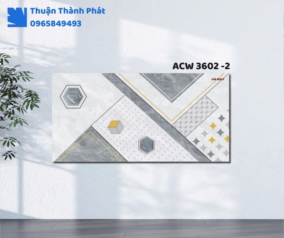 Gạch ốp tường ACW 3602-2 Thanh Thanh ốp phòng khách, họa tiết vân đá sang trọng, tông xám đậm tinh tế.