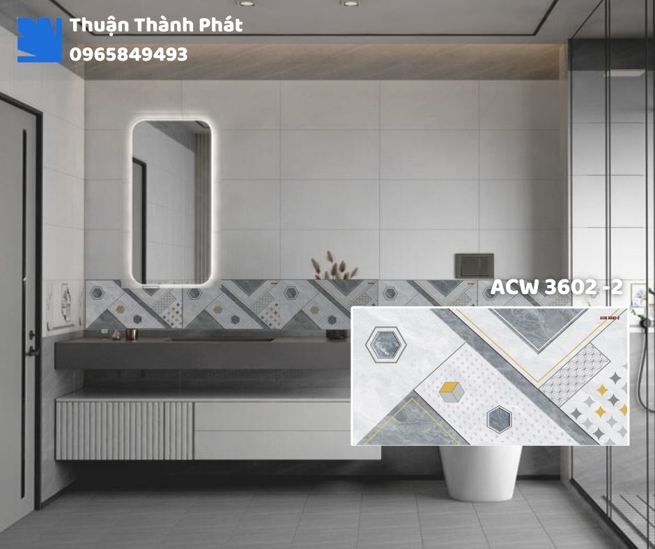 Gạch ốp tường ACW 3602-2 Thanh Thanh ốp bếp, chống bám bẩn, tông be dễ lau chùi