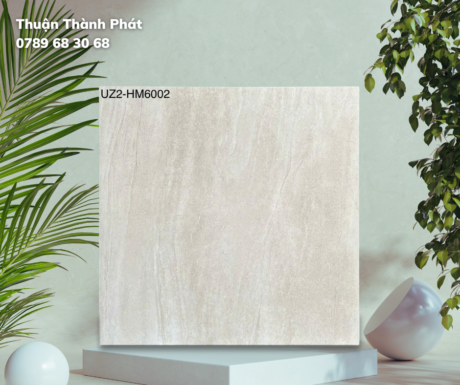 Gạch lát nền 60x60 Viglacera UZ2-HM6002 bề mặt mờ nhám chống trơn, màu ghi hiện đại