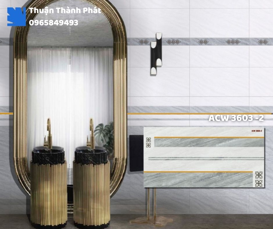 Gạch ốp tường ACW 3603-2 Thanh Thanh ốp bếp, chống bám bẩn, tông nâu nhạt dễ lau chùi