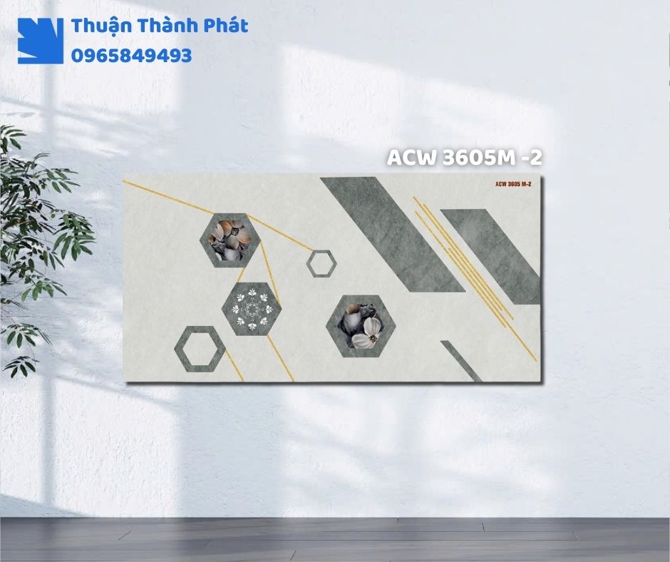Gạch ốp tường ACW 3605M-2 Thanh Thanh ốp phòng khách, họa tiết vân đá sang trọng, tông xám trung tinh tế
