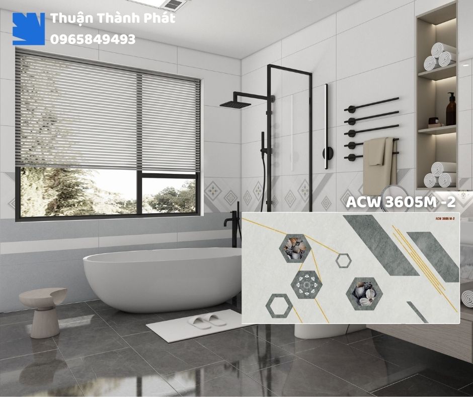 Gạch ốp tường ACW 3605M-2 Thanh Thanh ốp bếp, chống bám bẩn, tông be dễ lau chùi