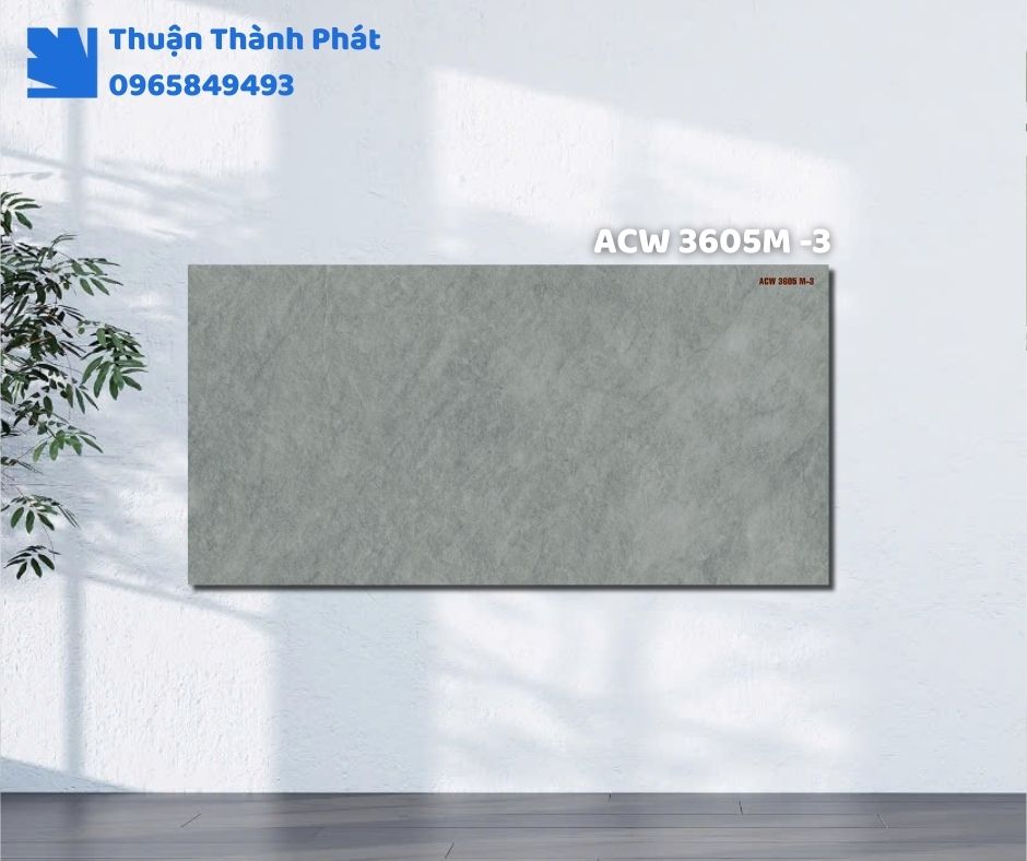 Gạch ốp tường ACW 3605M-3 Thanh Thanh ốp phòng khách, vân đá đẳng cấp, tông xám đậm sang trọng