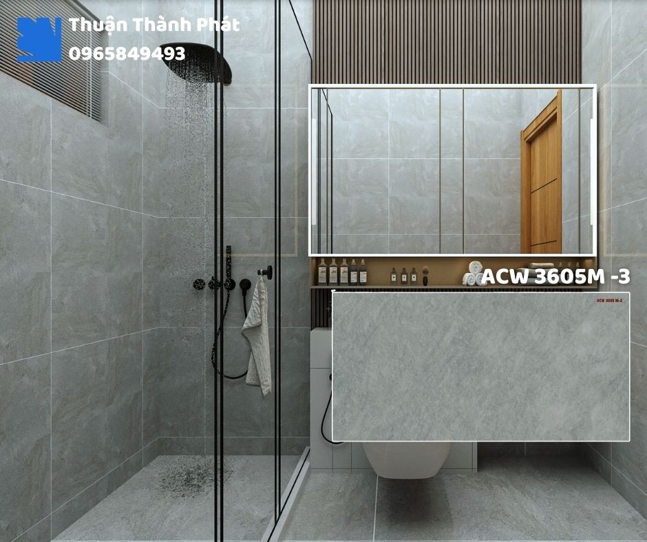 Gạch ốp tường ACW 3605M-3 Thanh Thanh ốp bếp, chống bám bẩn, tông nâu nhạt dễ vệ sinh