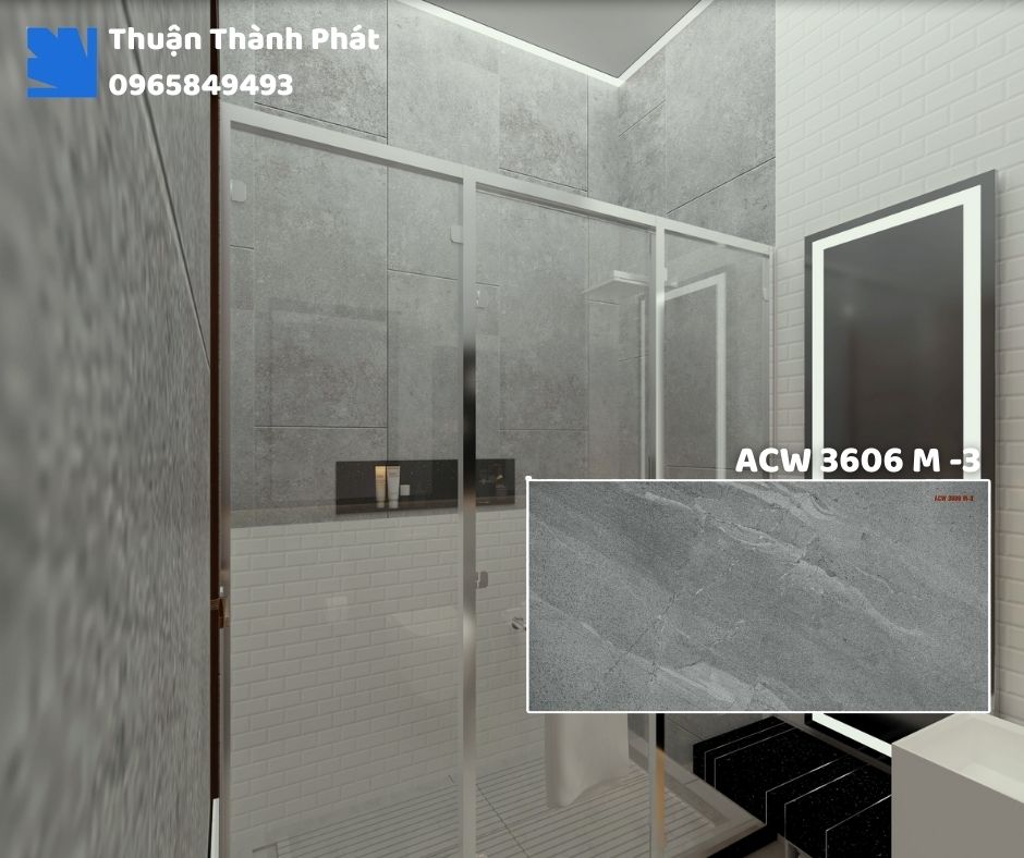 Gạch ốp tường ACW 3606M-3 Thanh Thanh ốp bếp, chống bám bẩn, tông nâu trung dễ lau chùi