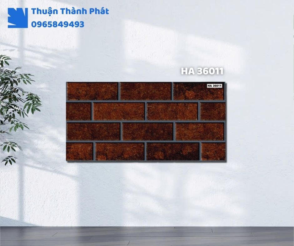 Gạch ốp tường HA 36011 Hà Thanh ốp phòng khách, họa tiết vân đá sang trọng, tông xám trung tinh tế.