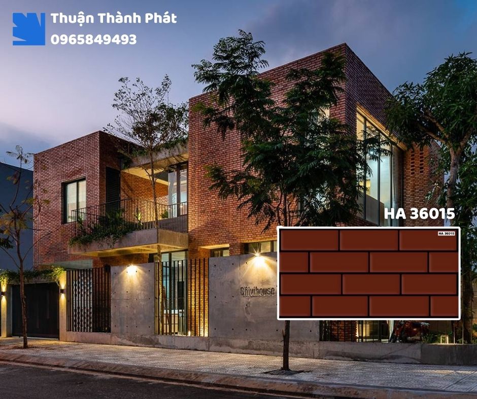 Gạch ốp tường HA 36015 Thanh Thanh ốp bếp, chống bám bẩn, tông be nhạt dễ lau chùi
