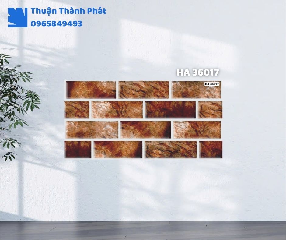 Gạch ốp tường HA 36017 Thanh Thanh ốp phòng khách, họa tiết vân đá sang trọng, tông xám trung tinh tế