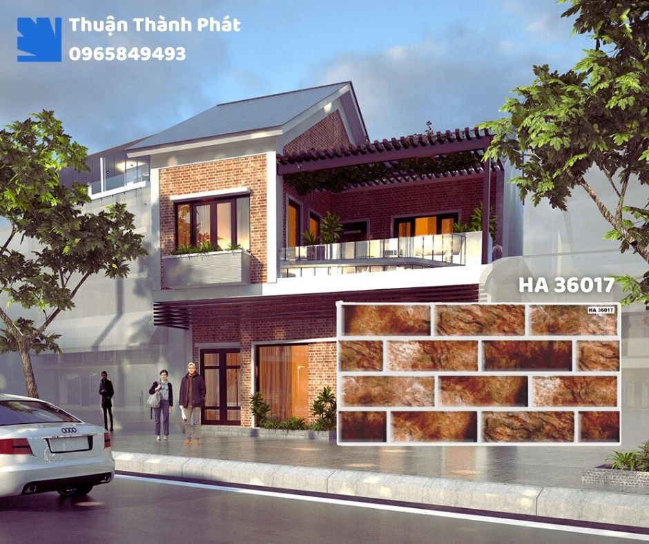 Gạch ốp tường HA 36017 Thanh Thanh ốp bếp, chống bám bẩn, tông be trung dễ lau chùi