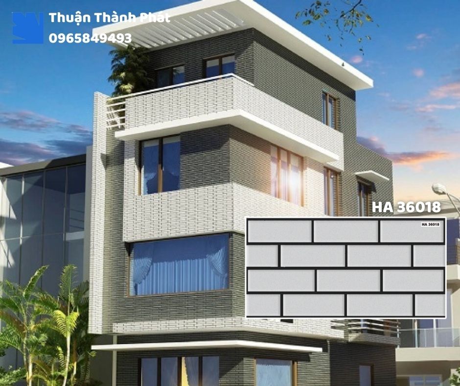 Gạch ốp tường HA 36018 Thanh Thanh ốp bếp, chống bám bẩn, tông be nhạt dễ lau chùi