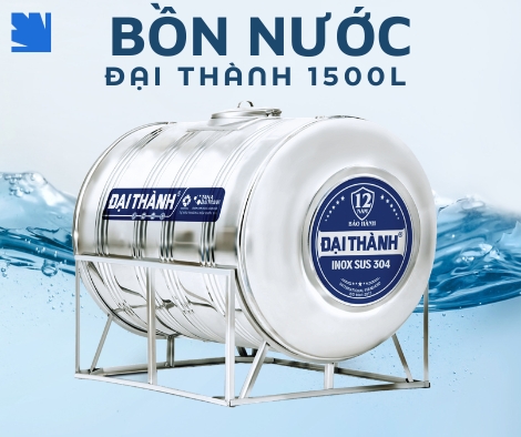 Bồn nước inox ngang 1000L chân đế chắc chắn