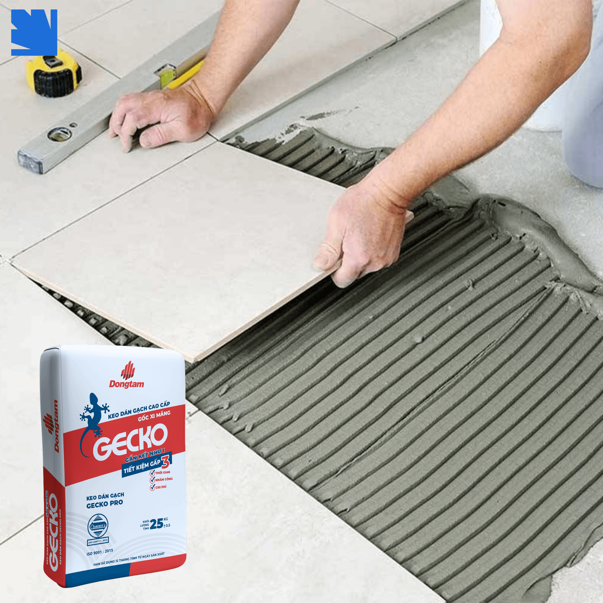 Keo dán gạch Gecko Pro màu xám trắng