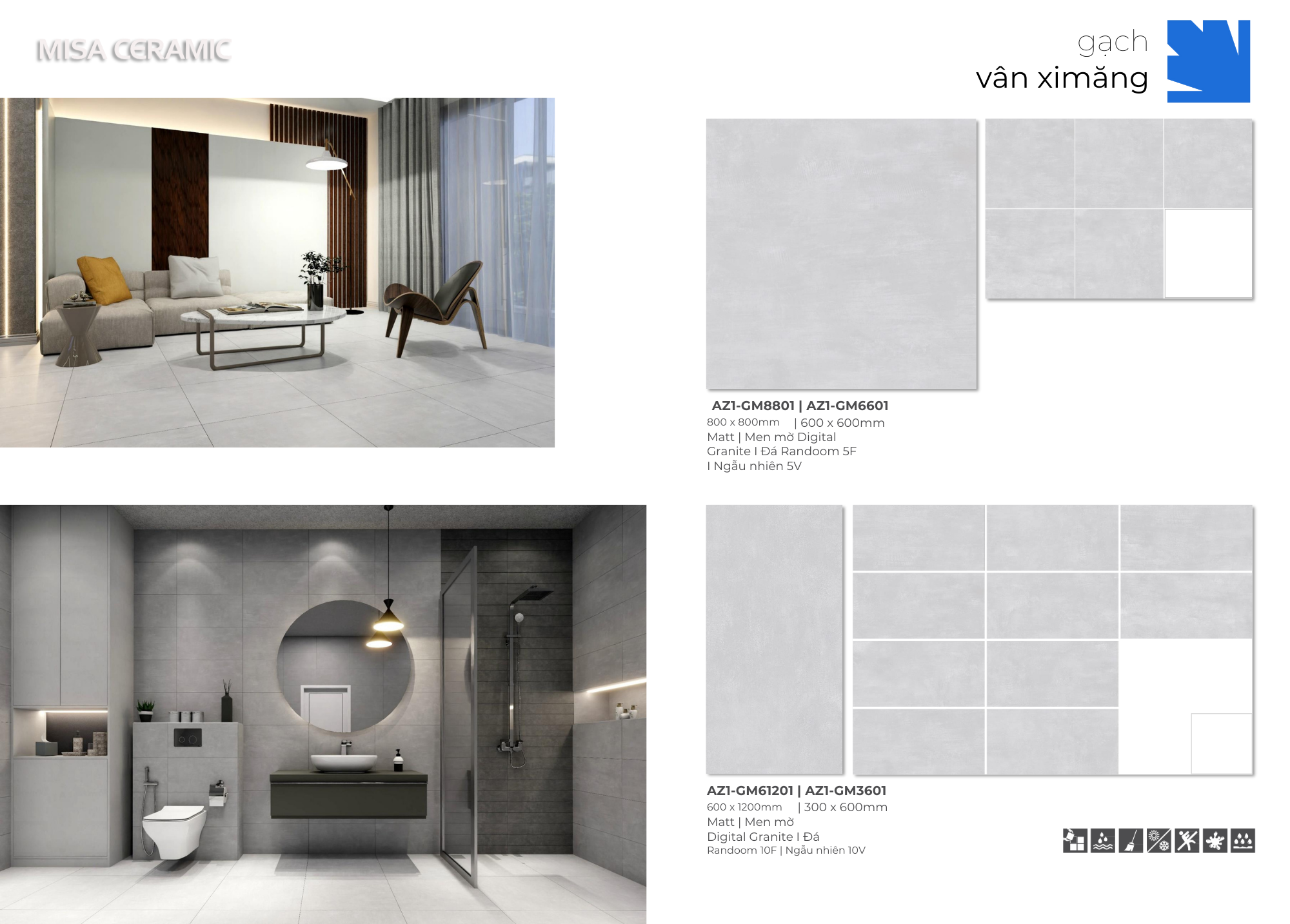 Gạch Lát Nền Viglacera 80x80 AZ1 GM8801 3 Gạch AZ1 GM8801 lát nền phòng khách – Tăng cảm giác rộng mở, sạch sẽ