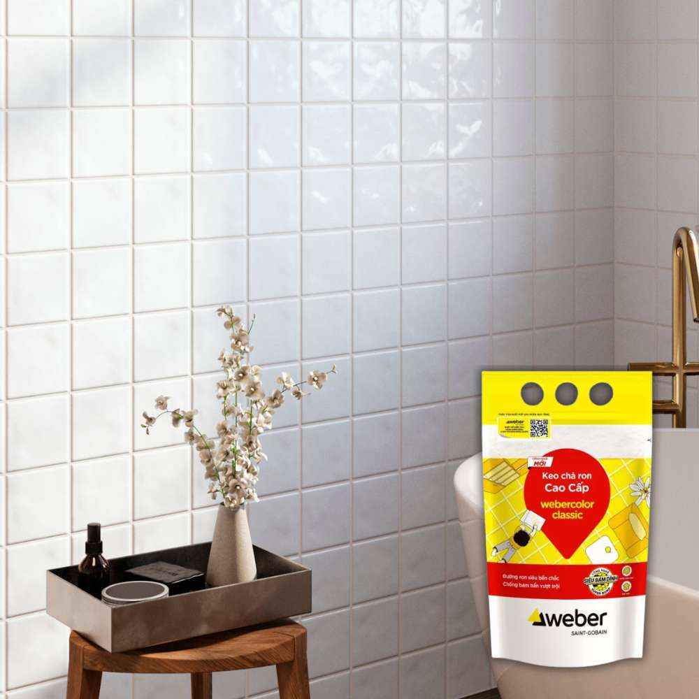 Keo chà ron Webercolor Classic thi công hồ bơi, chống rêu đen, chống thấm