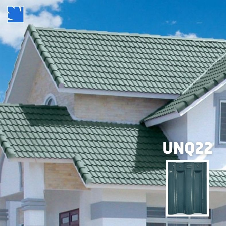 Ngói lợp UNQ22 Viglacera trên mái nhà phố, màu đỏ gạch semi-matt, chống rêu mốc