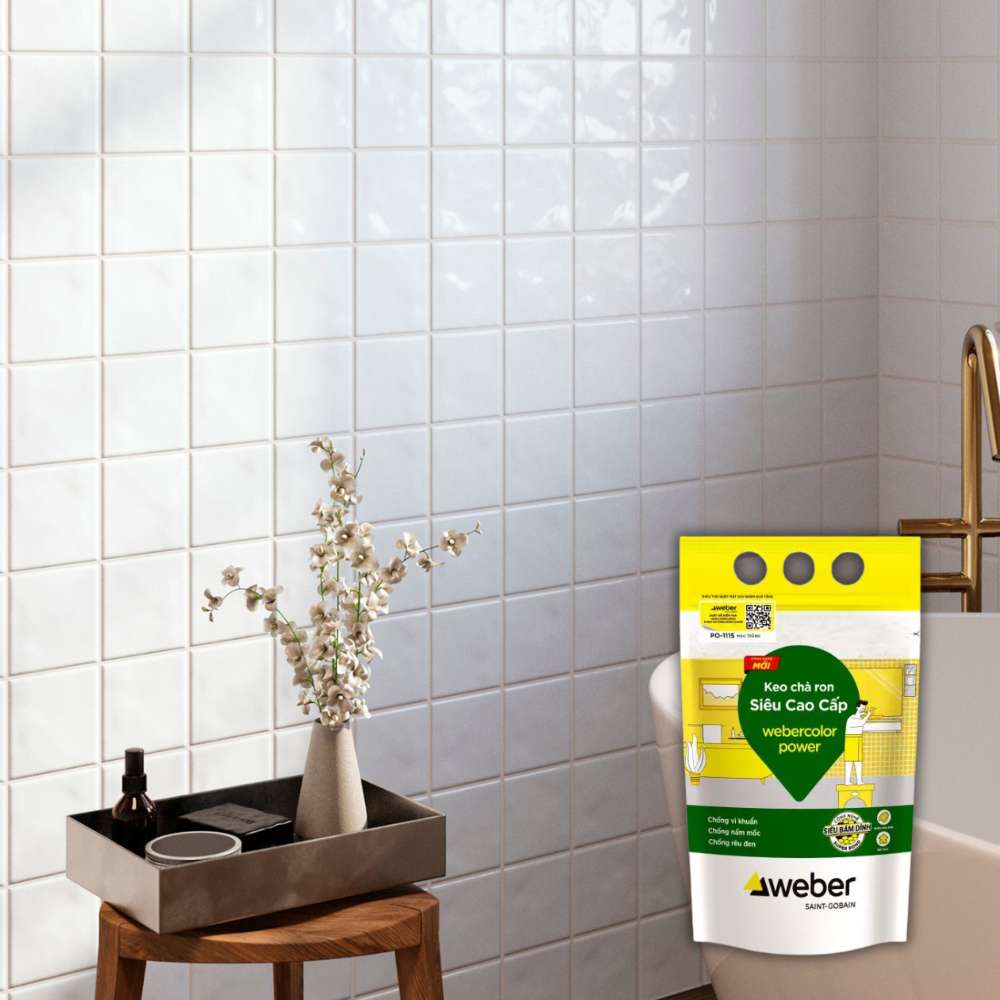 Keo chà ron Webercolor Power thi công hồ bơi, chống rêu đen, chống thấm