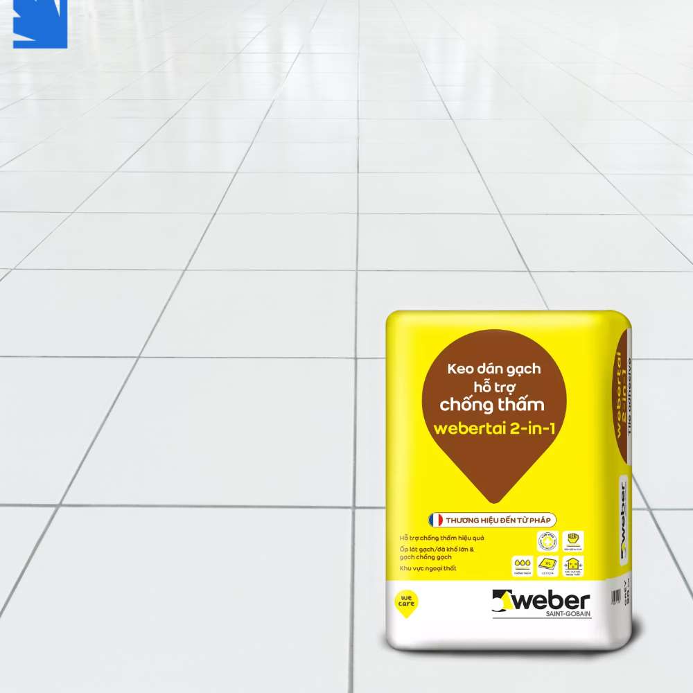 Keo dán gạch Webertai 2 in 1 thi công nhà bếp, chống thấm, dễ vệ sinh