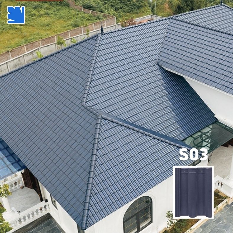Ngói lợp S03 Viglacera trên mái nhà phố, màu đỏ gạch semi-matt, chống rêu mốc