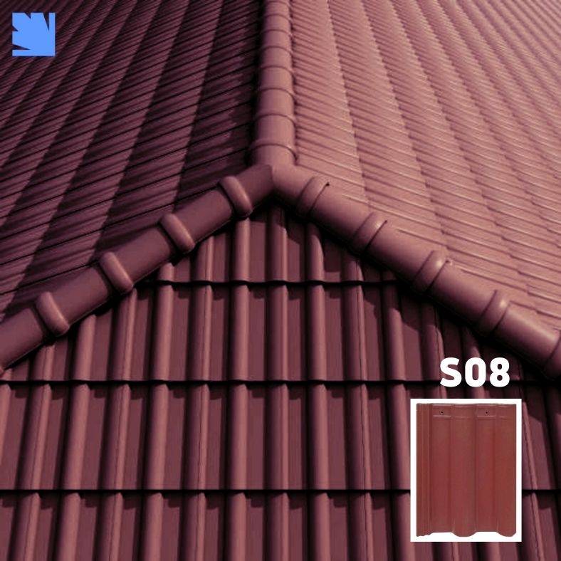 Ngói lợp S08 Viglacera trên mái nhà phố, màu đỏ gạch semi-matt, chống rêu mốc