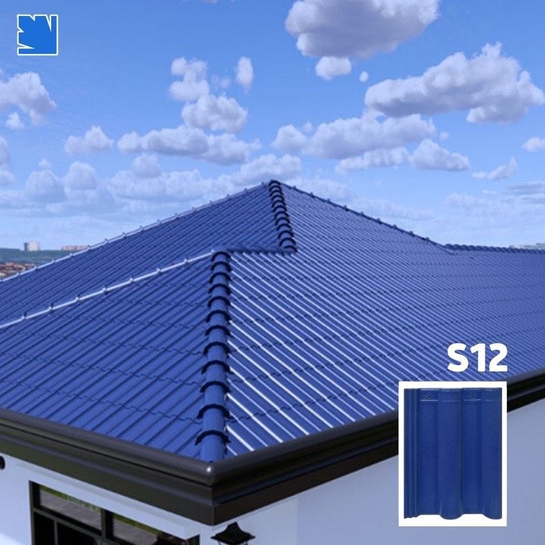 Ngói lợp S12 Viglacera trên mái nhà phố, màu đỏ gạch semi-matt, chống rêu mốc