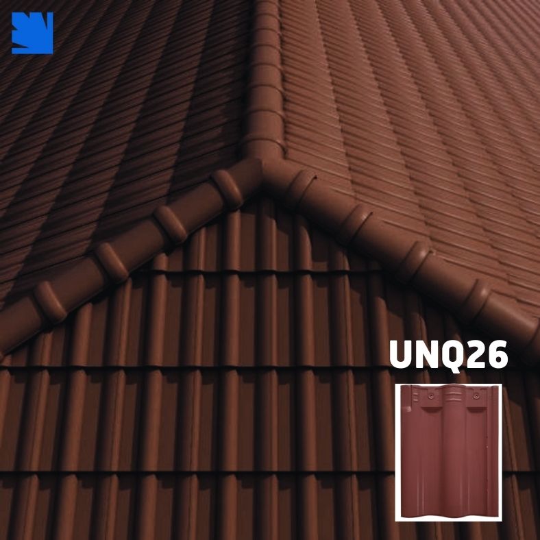 Ngói lợp UNQ26 Viglacera trên mái nhà phố, màu đỏ gạch semi-matt, chống rêu mốc.