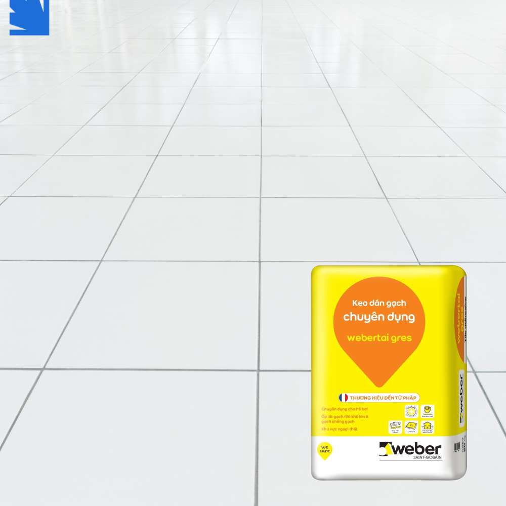 Keo dán gạch Webertai Gres thi công gạch lớn, bám dính cao, chống trượt