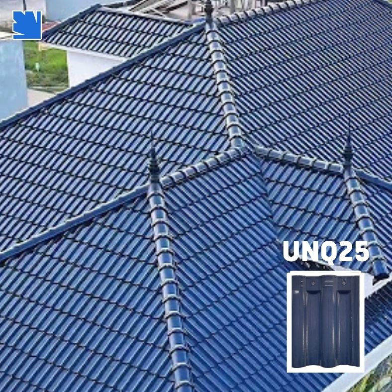 Ngói lợp UNQ25 Viglacera trên mái nhà phố, màu đỏ gạch semi-matt, chống rêu mốc