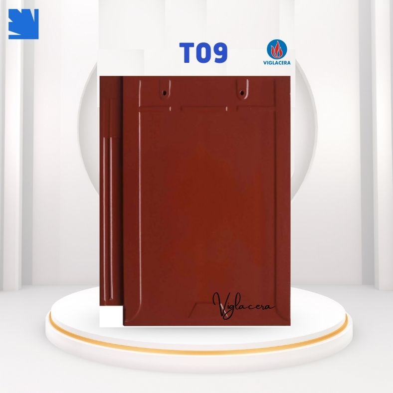 Ngói lợp T09 Viglacera trên mái biệt thự, màu đỏ tráng men bóng, chống thấm bền đẹp