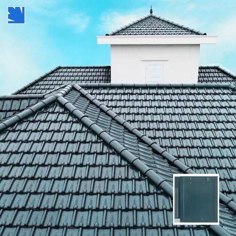 Ngói lợp UNT22 Viglacera trên mái nhà phố, màu đỏ gạch semi-matt, chống rêu mốc bền màu