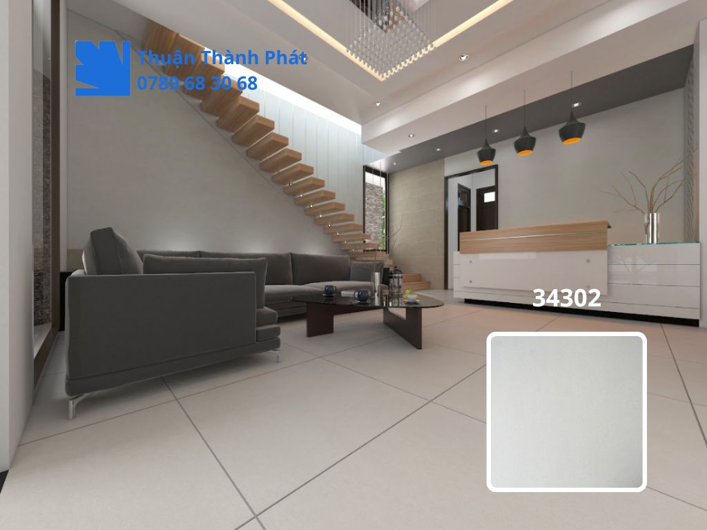 Gạch lát nền Hoàn Mỹ 34302 phối cảnh phòng khách