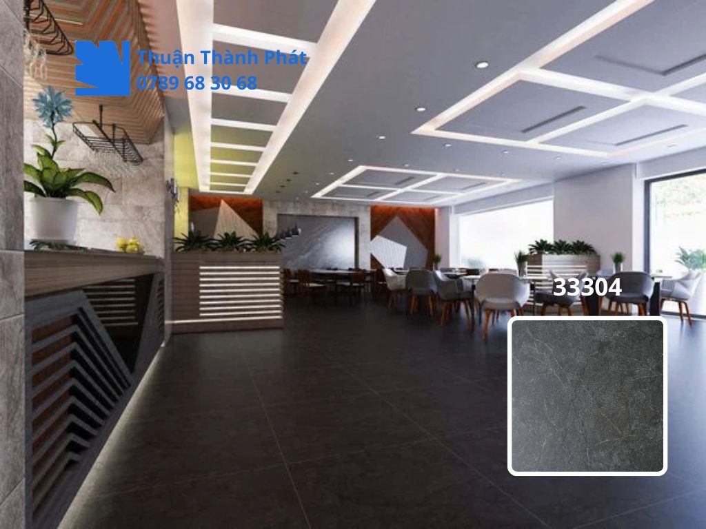 Gạch lát nền Hoàn Mỹ 33304 ứng dụng trong showroom hiện đại