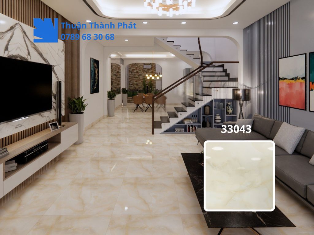 Gạch lát nền Hoàn Mỹ 33043 lát phòng khách