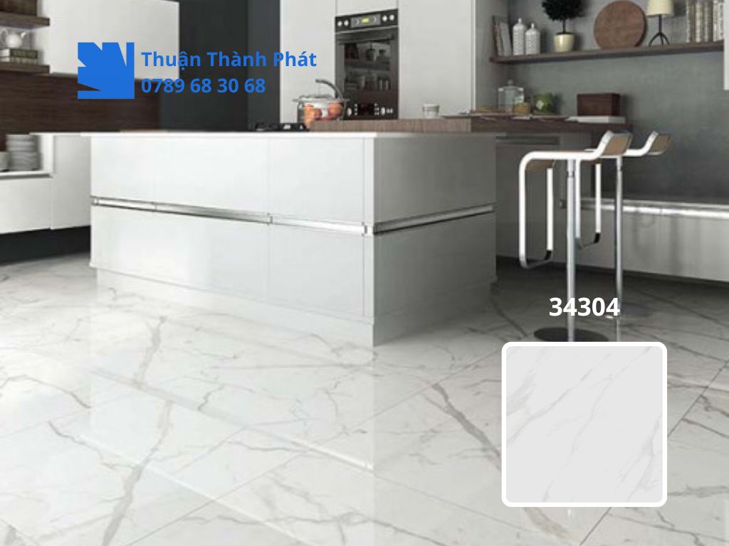 Gạch lát nền Hoàn Mỹ 34304 phối cảnh phòng khách