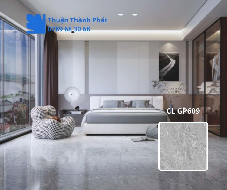 Gạch lát nền CL GP609 với nội thất tối giản