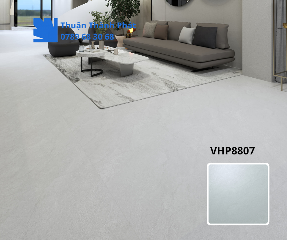 Gạch lát nền Viglacera VHP8807 80x80 ứng dụng trong phòng khách hiện đại