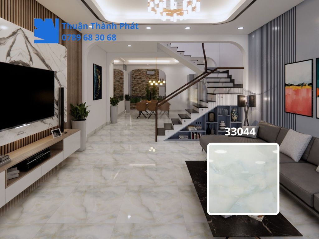 Gạch lát nền Hoàn Mỹ 33044 lát sàn phòng khách