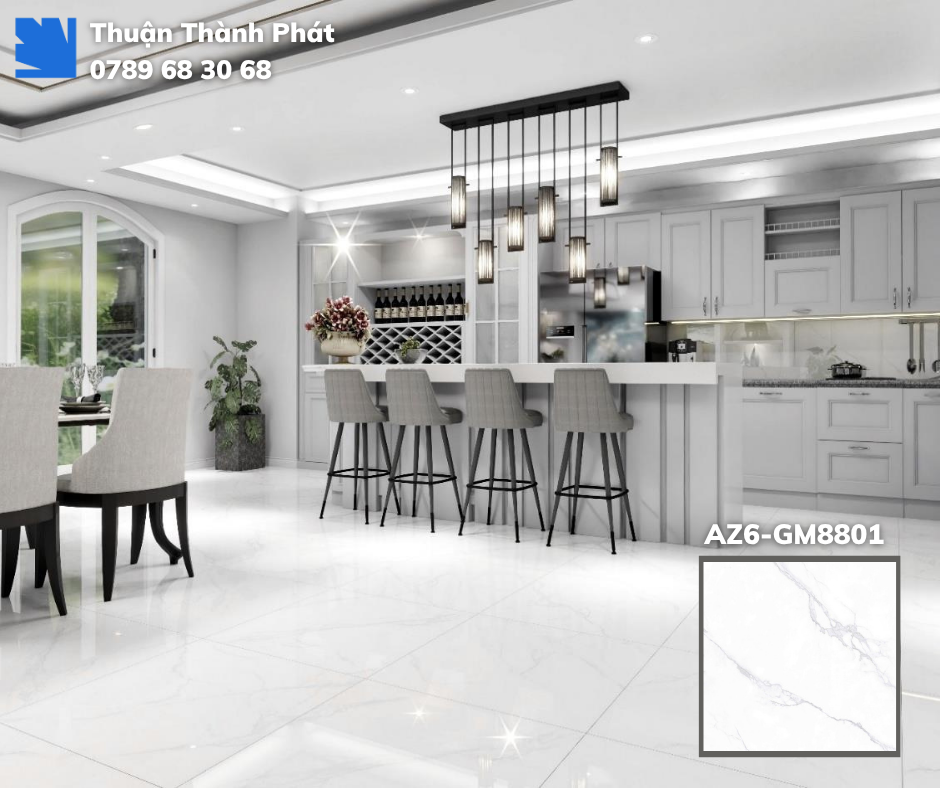 Gạch lát nền Viglacera AZ6-GM8801 ngoại thất, chống thấm, vân khói mờ