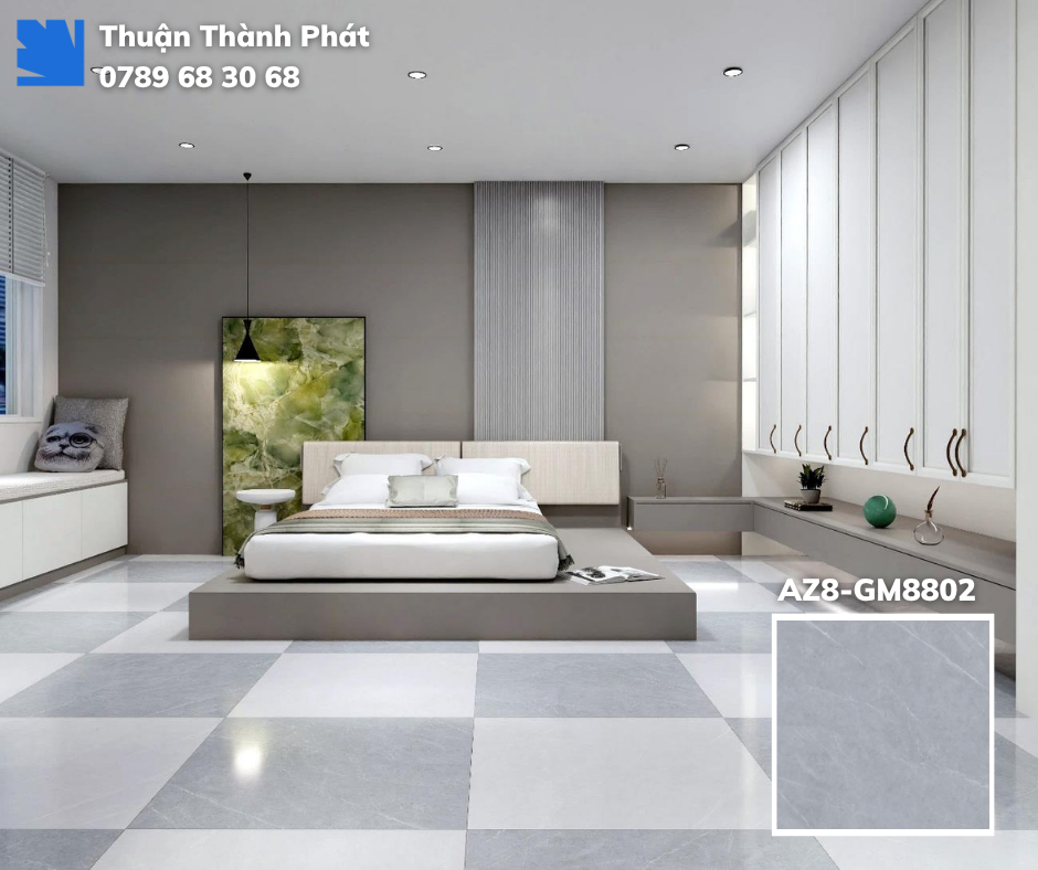 Gạch lát nền Viglacera AZ8-GM8802 ngoại thất, chống thấm, vân đá xám đậm mờ