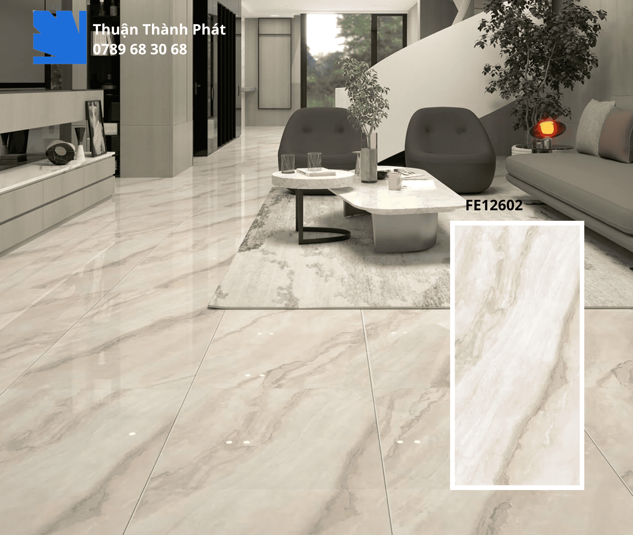 Gạch Ốp Lát FE12602 Feliz Tiles 60x120 màu kem vân đá phối cảnh